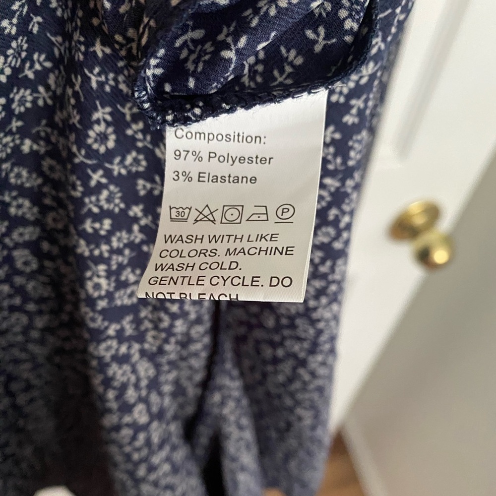 Floral Navy Wrap Maxi Dress with Ruffle Hem - Picture 6 of 7